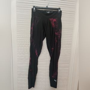 Puma Explosive Tights In Black & Dark Purple Nature Print
